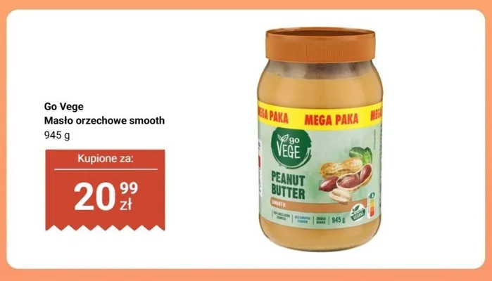 Masło orzechowe smooth Go Vege promocja w Biedronka