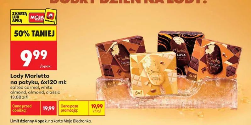 Lody na patyku Marletto Salted Caramel 6-pak promocja w Biedronka
