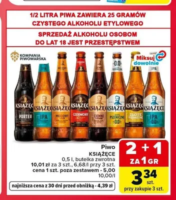 Piwo Książęce Złote Pszeniczne promocja w Carrefour Market