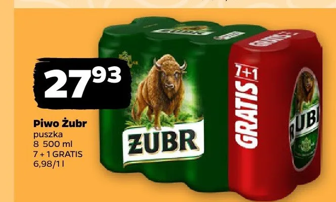 Piwo Żubr 8-pak puszka promocja w Netto