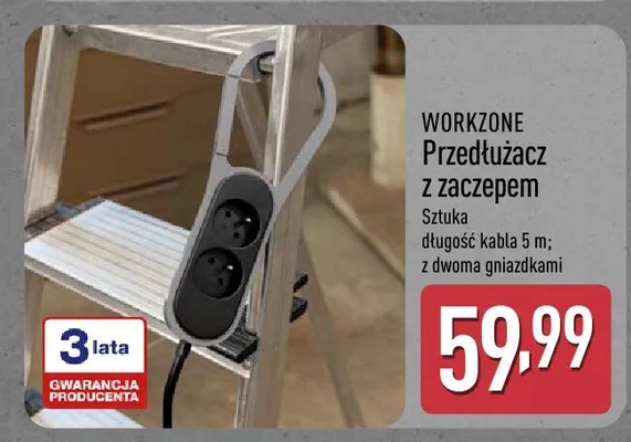 Przedłużacz z zaczepem Workzone promocja w Aldi