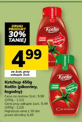 Ketchup Kotlin (pikantny, łagodny) promocja w Hitpol