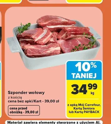 Szponder wołowy z kością promocja w Carrefour
