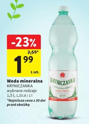 Woda mineralna wybrane rodzaje promocja w Intermarche