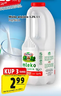 Mleko wiejskie Piątnica 3,2% promocja w Prim Market