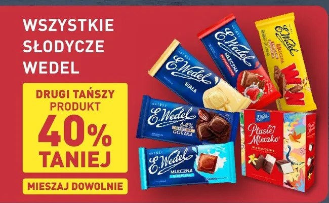 Czekolada Wedel różne rodzaje promocja w Aldi