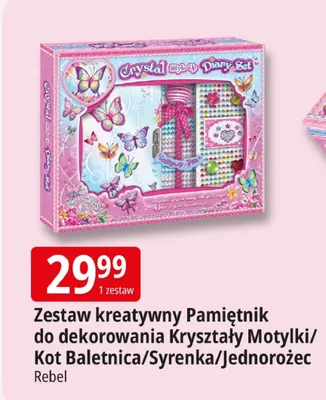 Zestaw kreatywny Pamiętnik do dekorowania Kryształy Motylki Rebel promocja w Leclerc