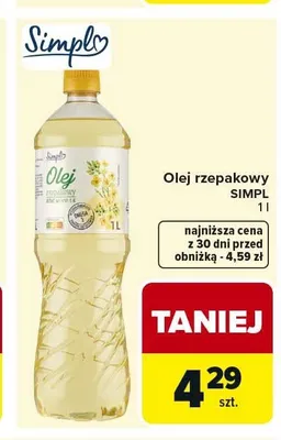 Olej rzepakowy SIMPL promocja w Carrefour