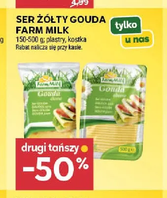 Ser żółty gouda w plastrach Farm Milk promocja w Stokrotka