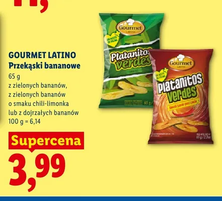 Przekąski bananowe z dojrzałych bananów Gourmet Latino promocja w Lidl