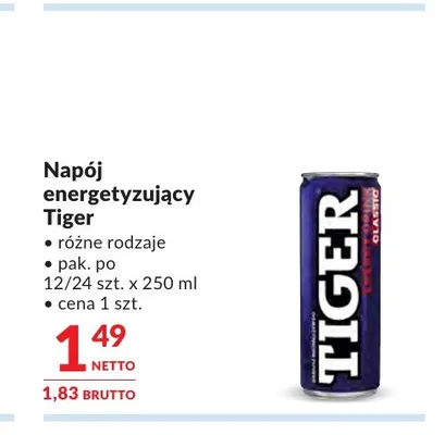 Napój energetyzujący Tiger promocja w Makro