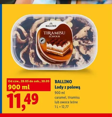 Lody z polewą caramel Ballino promocja w Lidl