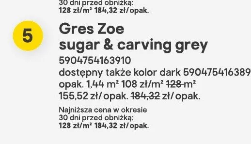Gres Zoe sugar & carving grey promocja w Castorama