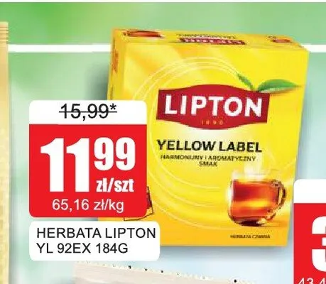 Herbata ekspresowa Lipton Yellow Label promocja w Bingo