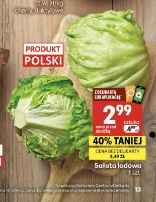 Sałata lodowa polska promocja w Delikatesy Centrum