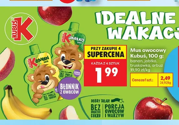 Mus owocowy Kubuś arbuz promocja w Biedronka