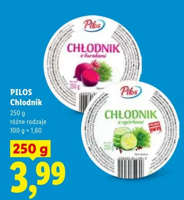 Chłodnik z ogórkiem Pilos promocja w Lidl