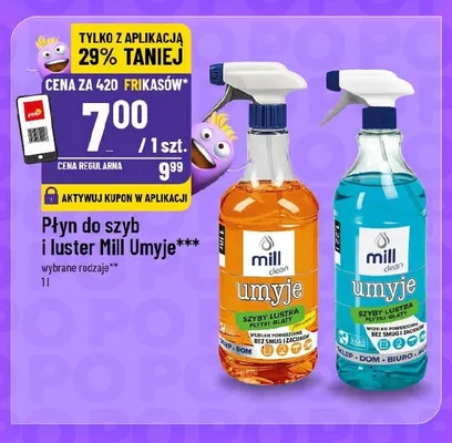 Płyn do szyb i luster Mill Umyje promocja w POLOmarket
