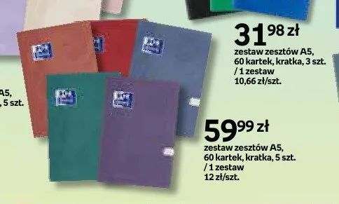 Zestaw zeszytów A5 Oxford 5-pak promocja w Empik