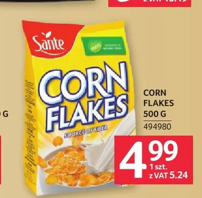 Płatki kukurydziane Corn Flakes Sante promocja w Selgros