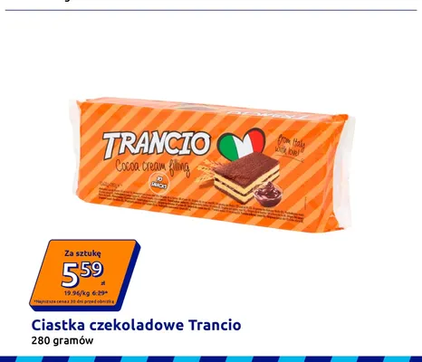 Ciastka czekoladowe z kremem kakaowym Trancio promocja w Action