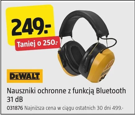 Nauszniki ochronne z funkcją Bluetooth DeWalt 31dB promocja w Jula