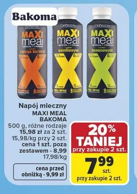Napój mleczny Maxi Meal Bakoma promocja w Carrefour