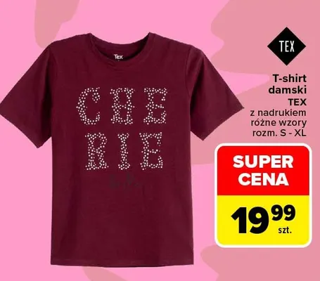 T-shirt damski z nadrukiem TEX promocja w Carrefour