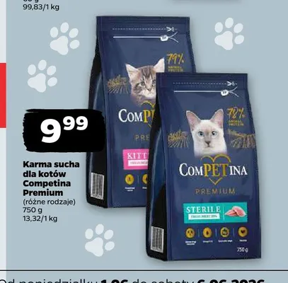 Karma sucha dla kotów Competina Premium promocja w Netto