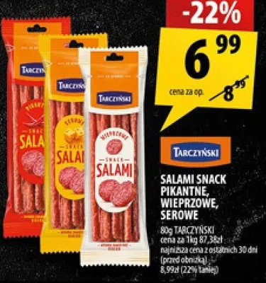 Salami snack pikantne, wieprzowe, serowe promocja w Arhelan