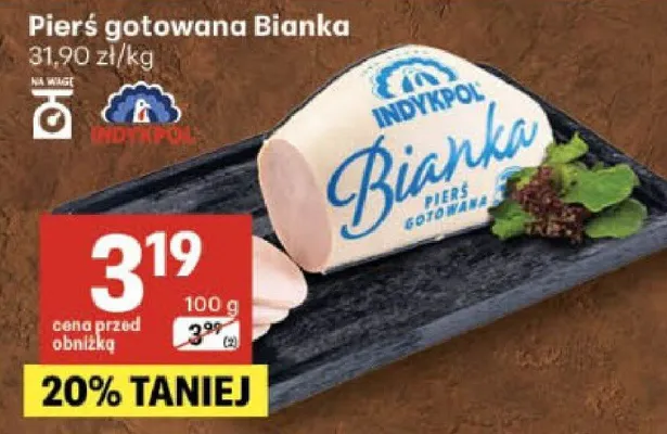 Pierś gotowana Bianka Indykpol promocja w Delikatesy Centrum