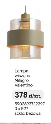 Lampa wisząca Milagro Valentino 3 x E27 szkło beżowa promocja w Castorama