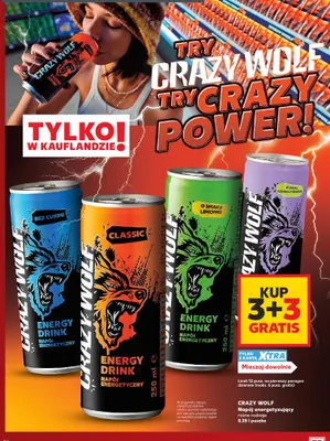 Napój energetyzujący Crazy Wolf Classic promocja w Kaufland