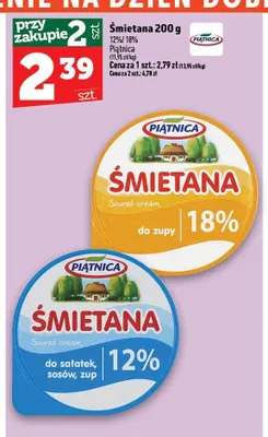 Śmietana 18% Piątnica promocja w TOPAZ