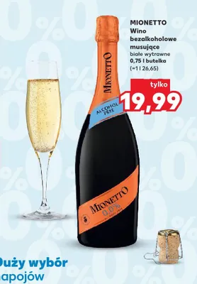 Wino bezalkoholowe musujące białe wytrawne MIONETTO promocja w Kaufland