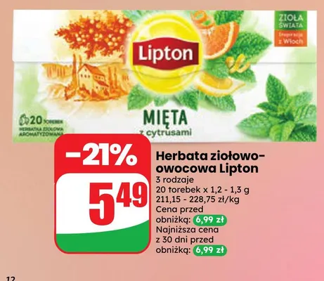 Herbata ziołowo-owocowa Lipton promocja w Dino