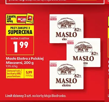 Masło Ekstra z Polskiej Mleczarni promocja w Biedronka