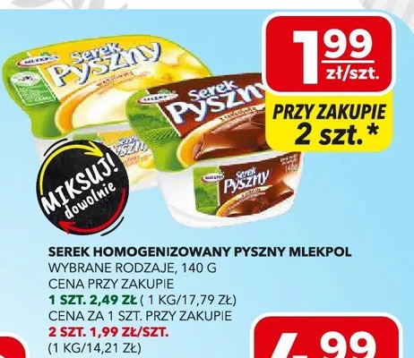 Serek homogenizowany pyszny mlekpol promocja w Top Market