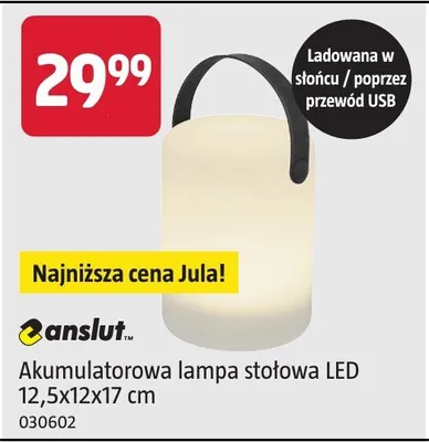 Akumulatorowa lampa stołowa LED Anslut 12,5x12x17cm promocja w Jula