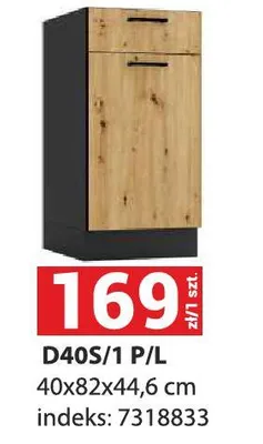 Szafka kuchenna D40S/1 P/L 40x82x44,6cm indeks 7318833 promocja w Merkury Market