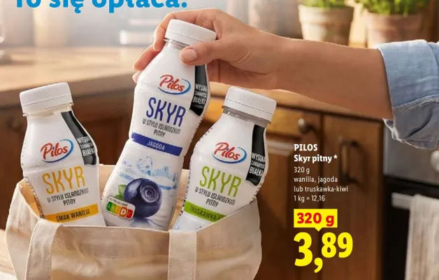 Skyr pitny truskawka-kiwi Pilos promocja w Lidl