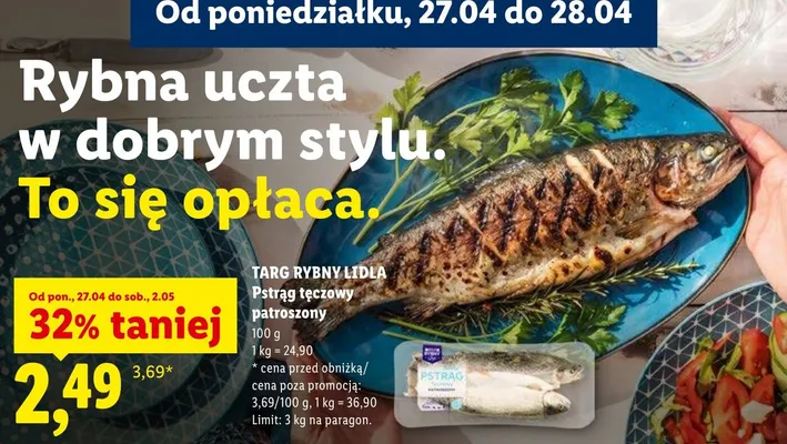 Pstrąg tęczowy patroszony Targ Rybny Lidla promocja w Lidl