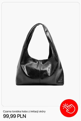 Torebka hobo CROPP czarna z imitacji skóry promocja w Cropp