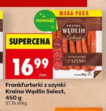 Frankfurterki z szynki Kraina Wędlin Select promocja w Biedronka