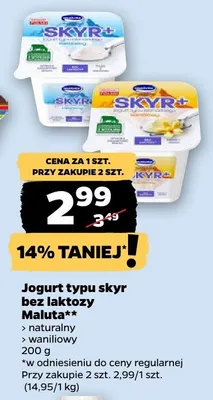 Jogurt typu skyr bez laktozy naturalny promocja w Netto