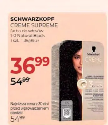 Farba do włosów Schwarzkopf Creme Supreme 1,0 Natural Black promocja w Drogerie Jawa