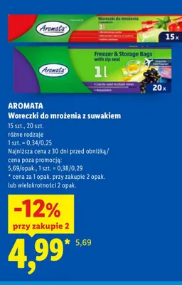 Woreczki do mrożenia z suwakiem Aromata promocja w Lidl