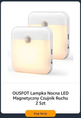 Lampka nocna LED magnetyczny czujnik ruchu 2-pak Ousfot promocja w Amazon