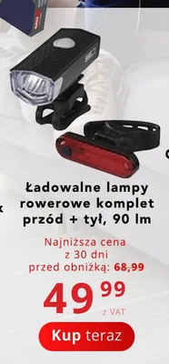 Ładowalne lampy rowerowe komplet przód + tył 90lm promocja w Poczta Polska