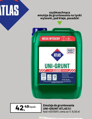 Emulsja do gruntowania Atlas Uni-Grunt promocja w Leroy Merlin